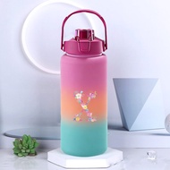 2000ml Reminder water bottle with straw scale big bottle 2Liter gym bottle sport water bottles