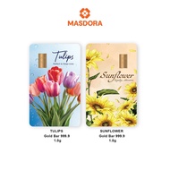 MASDORA 999.9 Gold Bar 1.00GM COMBO (1.00GM x 2) ~ Sunflower + Tulip (EMAS 999.9/24K)