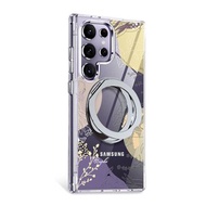 apbs Samsung S25/S24/A56 軍規360旋轉磁吸立架手機殼-幾何花語