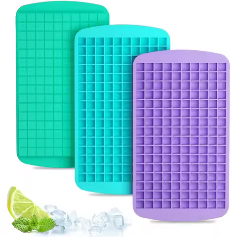 LMETJMA Silicone Mini Ice Cube Trays 160 Crushed Ice Cube Molds Easy Release Small Ice Cube for Chil