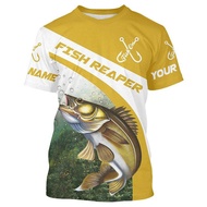 Kaos Mancing Lengan Panjang Custom Walleye Fishing Fish Reaper Jersey Mancing Walleye | IPHW1103 Kun