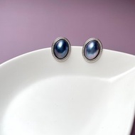 星空藍 馬貝珍珠 古典風格 純銀 耳飾