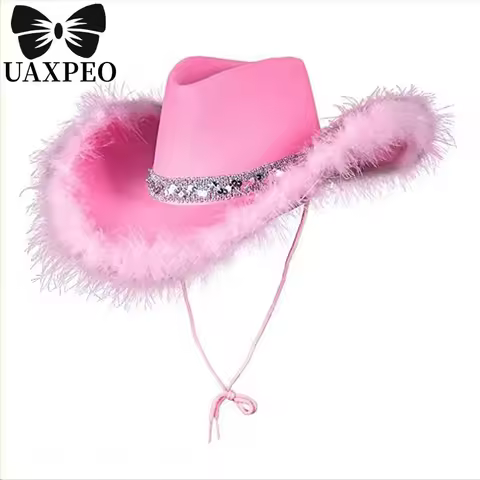 Women Funny Performance Costume Party Cosplay Cowboy Hat Bachelorette Party Hat Cowgirl Hat Sequin C