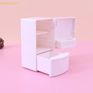 SUPERTOY 1/12 Mini Dollhouse White Refrigerator With Food Set Kitchen Toys Miniature Furniture Fridge Decorations For Kids Gift HOT