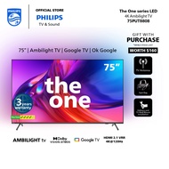 PHILIPS 4K UHD LED 75" Google TV | 3 Sided Ambilight | 75PUT8808/98 | FREE wallmount installation worth $150