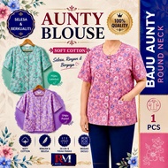 BAJU AUNTY BLOUSE/MOTHER BLOUSE ROUND NECK (ADA 1 POCKET) RANDOM DESIGN