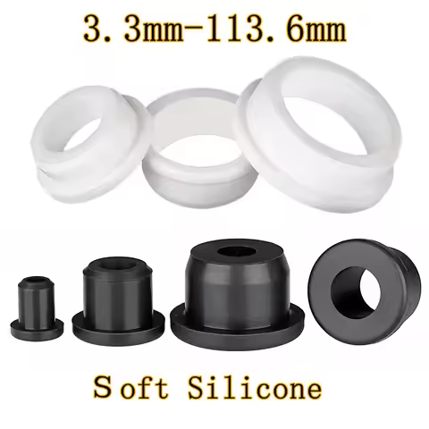 Black White Hole Plug 3.3-113.6mm Round Hollow Silicone Rubber Grommet Wire Cable Wiring Protect Bus