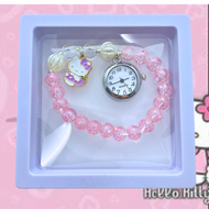 Jam Tangan Gelang Wanita Remaja Terbaru Dengan Strap Gelang Mutiara Liontin Hello Kity