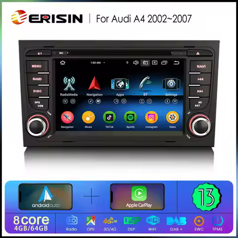 ES6774A Android 13.0 Car Radio Stereo Multimedia Navigation for Audi A4 S4 RS4 8E 8F B9 B7 RNS-E SEA