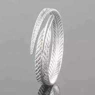 羽毛造型千足銀手環