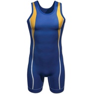 ชุดกีฬา Wrestling Singlet Bodysuit Leotard Outfit Underwear GYM Slee สำหรับผู้ชาย คอกลม ซิป แขนสั้น 