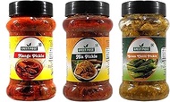 Green Piece Mango Pickle(250gm),Green chilli Pickle (250gm),Mix Pickle (250gm) (250gm X3) (Pack of 3