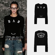 Badblood Mystic Rhinestone Logo Jersey Slim Long Sleeve - Brown Leopard