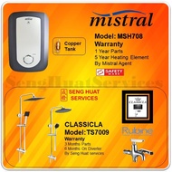 MISTRAL MSH708 INSTANT WATER HEATER WITH CLASSICLA TS7009 RAIN SHOWER [ FREE DELIVERY ]