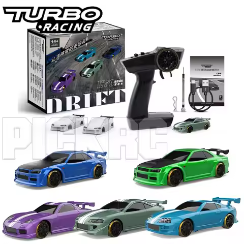 Turbo Racing 1:76 C64 C65 C61 C62 C63 RC Electric Drift Car With Gyro Radio Full Proportional Toys F
