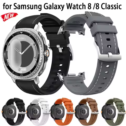 Original Silicone+Leather Strap for Samsung Galaxy Watch 8 Classic 46mm Comfortable Bracelet Galaxy 