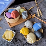 纯天然彩色手工馒头冷冻包冷藏少糖健康早餐住家素食点心糕点Handmade Natural Color Mantou Healthy Halal Frozen Bun Less Sugar Vegeta