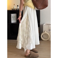 White Lace Skirt Women Spring Plus Size Fat mm Long a-Line Drape Pear Shape Body Berkeley Half Skirt