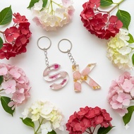 Hydrapink Flower Transparent Resinart Letter Keychain - Decoration l Key l Resin l Souvenir l Bag l 