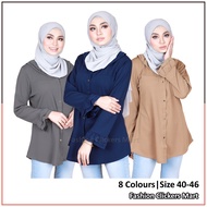 FC Mart - Ironless Muslimah Blouse / Baju Blouse Butang / Ruffle Long Sleeve Button Shirt / Blause W