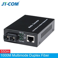 JT-COM Gigabit Ethernet Fiber Media Converter with a Built in 1Gb Multimode SC Transceiver 10-100-10