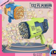 LED Lighting 132 Holes Gatling Kids Bubble Gun Toy Electric Outdoor Automatic  Machine Bazooka Rocke