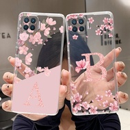 Letter Case For OPPO F17 Pro 4G/Reno4 Lite/A93 4G/RENO 4F Fashion Flower Back Cover Transparent Soft