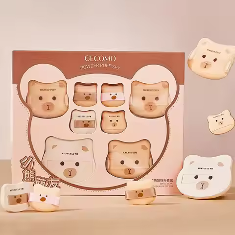 GECOMO powder puff set Wet & Dry Use Sponge Mini Fingertip Puff Soft And Bouncy Air Cushion Flawless