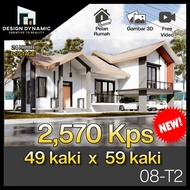 PELAN RUMAH (2570  KPS / 239 MSQ ) - 4 BILIK, 3 BILIK AIR | PDF + 3D VIEW  - CODE 08-T2