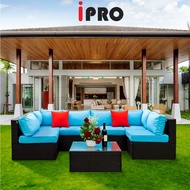 IPRO Rattan Sofa Balcony Garden Outdoor Furniture Sofa Rotan Set Meja Kerusi Rotan Taman Moden