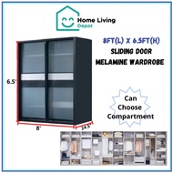 (INSTALLATION) 8FT X 6.5FT Height Custom Made Sliding Wardrobe/ Melamine Wardrobe/Almari Baju/Anti J