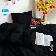 GONI CHILL Waterproof Duvet Cover Set in Black - Elastic bed sheets 4-25cm high, sizes 1m,1m2,1m4,1m