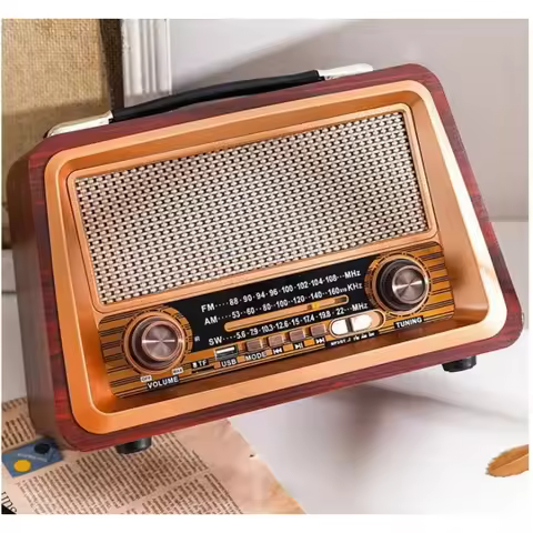 Wooden Retro Three Section FM Radio Wireless Bluetooth Speaker Subwoofer Compatible With HIFI Stereo