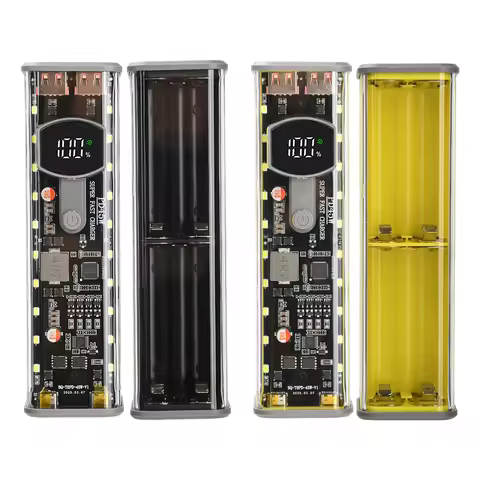 PD 45W 30-65W Super Fast Charging Transparent Power Bank Shell Welding Free 8 *18650 Battery Cartrid