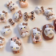 (10 Charms) Cute Leopard Skin KITTY Hottrend 2025 - Playful and Lovely Decorative Accessories for Na