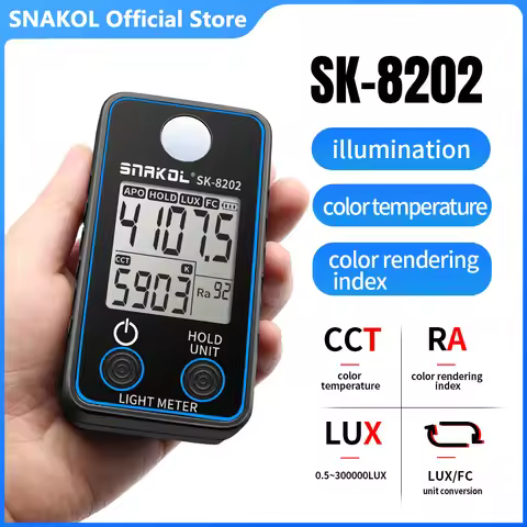 Digital Illuminance Meter Light Meter Handheld Lux Tester 0.5-300,000 Lux/Fc Pocket Luxmeter Photome