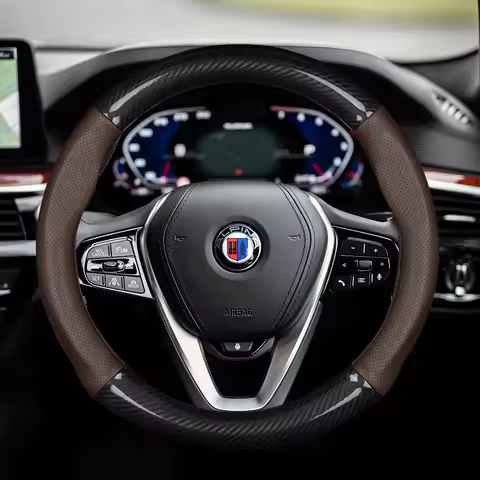 Carbon fiber Leather Steering Wheel Cover for ALPINA B3 B4 B5 B6 B7 C2 D3 D4 D5 XD3 XD4 F10 E46 E30 