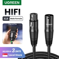 UGREEN XLR Cable Microphone Audio Sound Cannon Cable XLR Male to Female Extension Aux Cable for Mixer Stereo Camera Amplifier-Intl