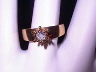 130含運 金色單顆小鑽水晶鑽萊茵石戒指