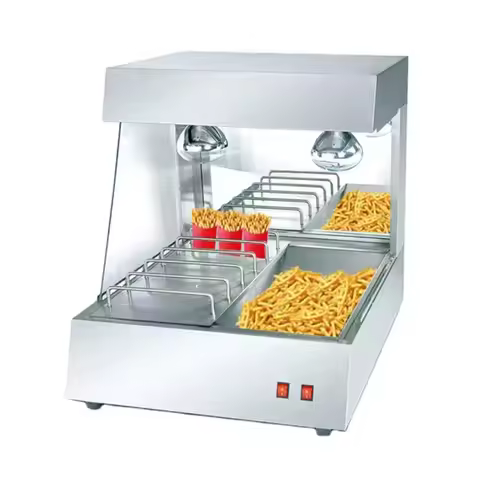 Stainless Steel Countertop Chip Heater Commercial LED Fried Food Warmer, French Fries/Nachos, Fast H