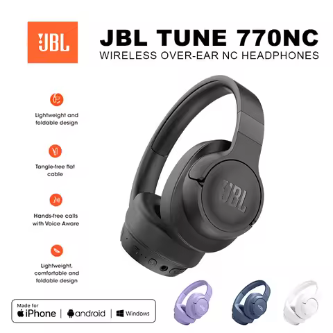 Original JBL Tune 770NC Wireless Bluetooth Headphones Noise Cancelling Earphone Music Sports Folding