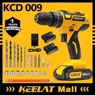 KEELAT KCD009 29 Pcs Set Cordless Drill Driver Kit Hand 2 Speed Screwdriver 20V Power Drill Impact 2 Battery