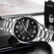 SUNLIFEX Jam Tangan Pria Keren Tipis Original Calendar Tali Stainless Steel Jam Tangan Cowok Free Bo