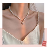 Light Luxury Pearl Love Necklace Womens Cool And Sweet Simple Versatile Necklace Imitation Pearl Lov