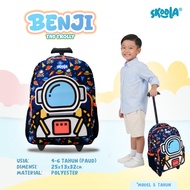 Skoola Trolley Bag for Kindergarten Boys with 3D Astronaut Character - Trolly Benji School Bag Troll