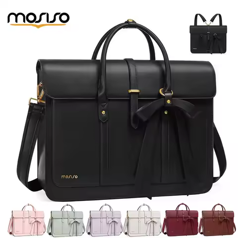 MOSISO Women's Tote Bag for MacBook Air Pro M3 13.3-17.3 inch Notebook PU Leather Laptop Shoulder Ba