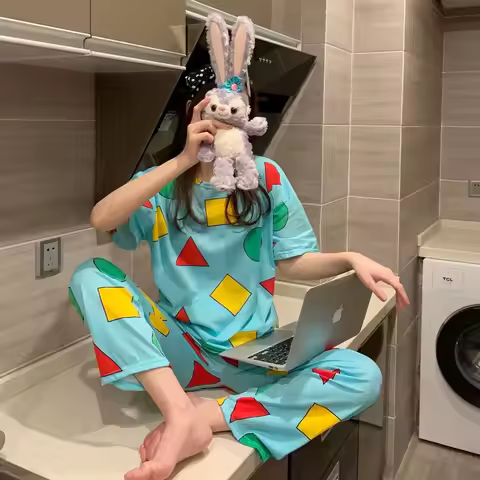 Pijama Sin Chan Man Pajama Sinchan Cotton Summer Short Sets Japanese Pajamas for Couples Man and Wom