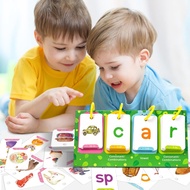 CVC Word Builder Games Flash Cards Learn to Read, Montessori Word Building Desktop Pocket Chart Tent