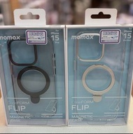 Momax iPhone 15pro/15pro max Flip Magnetic Case 磁吸指環透明保護殼 [2色選擇]