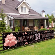 Pimvimcim 18th Birthday Decorations for Girls, Happy 18th Birthday Banner Rose Gold and Black 18 Yea